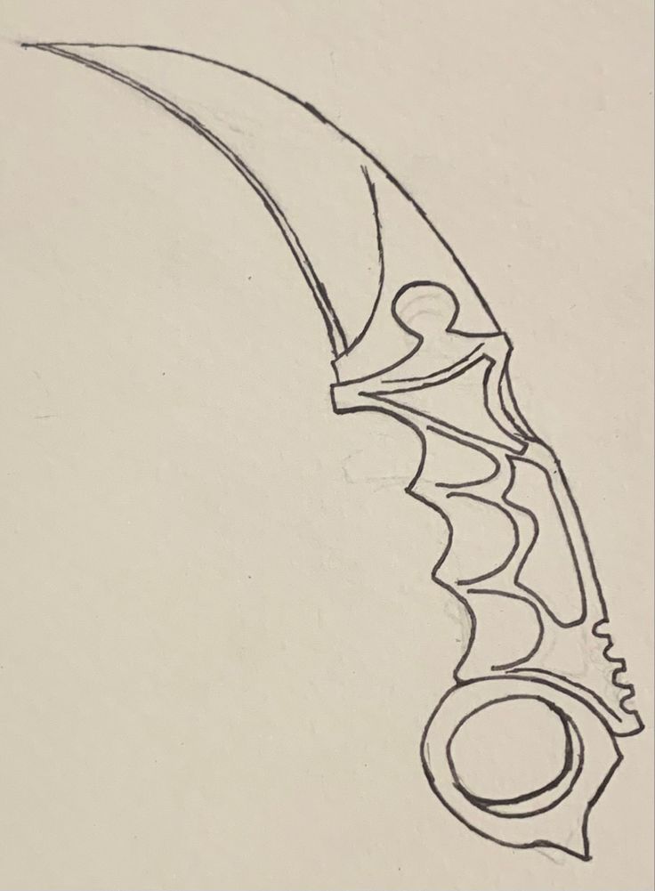 a black and white drawing of a long curved object with lines on it's side