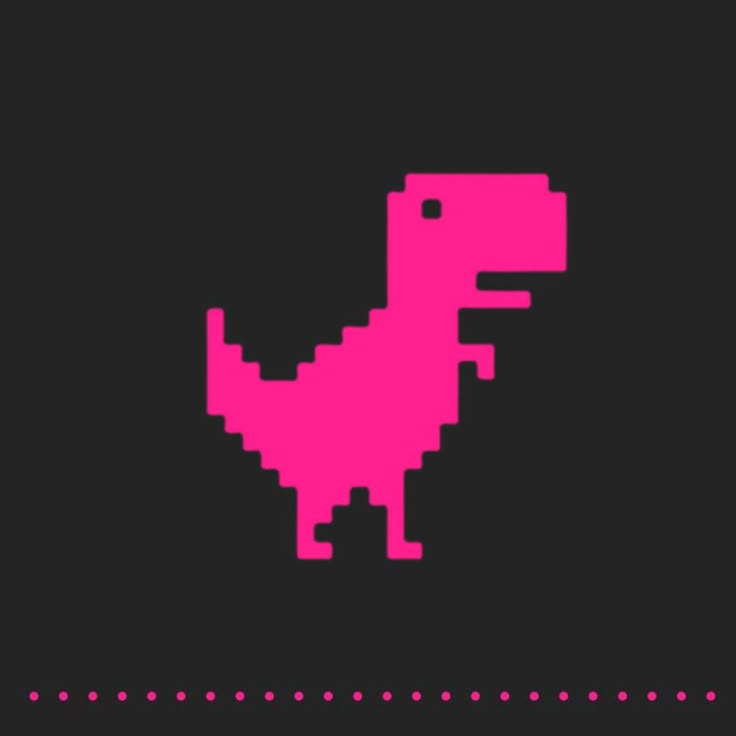 a pink dinosaur pixel art on a black background