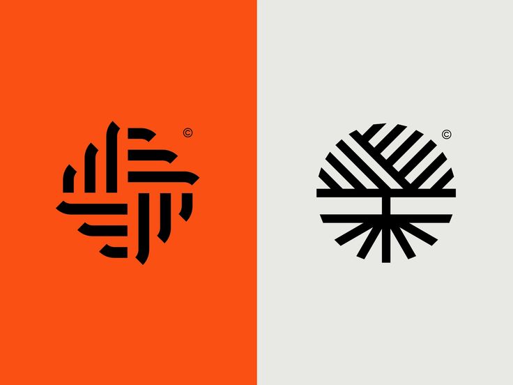 an orange and black logo with two different colors