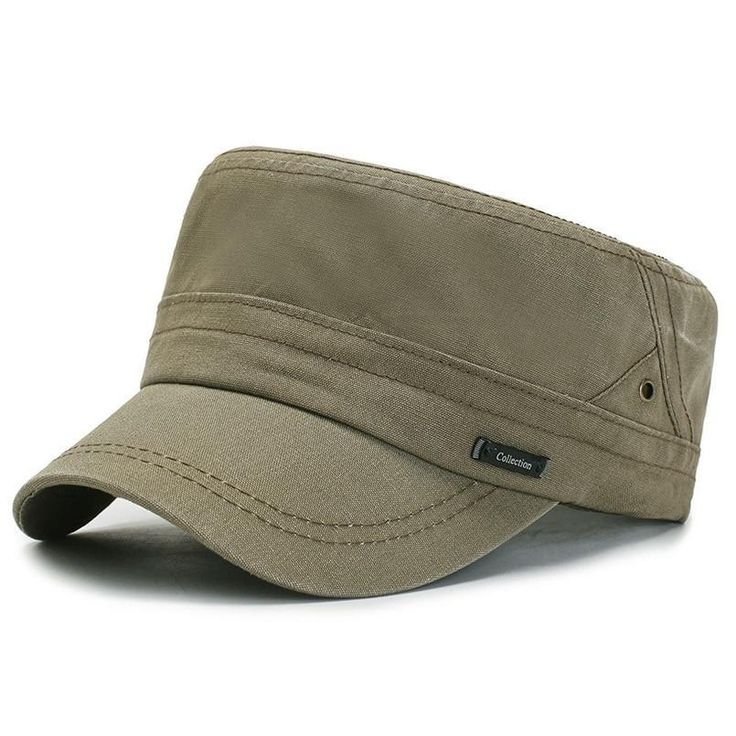 You can wear this Military Cap by Innovato Design when you are camping or hiking. As you trek to the campsite, you need protection from the sun's heat so this hat is good for you. It works by preventing the UV rays from touching your head so you'll always feel cool. It comes with air vents on the crown so you'll definitely feel the wind gushing inside whenever you feel warm. Aside from its functionality, this hat is exceptional when it comes to style. It will be perfect for your casual outfit or your camping attire. Made from cotton material, this hat makes a breathable and lightweight headwear that you can trust all the time. Its flat top adds personality to your look too. It comes in a solid color so you'll easily match it with your clothes. This is ideal for all seasons.  Product Highli Adjustable Visor Bucket Hat For Hiking, Breathable Visor Hat For Outdoor Activities, Casual Breathable Bucket Hat For Camping, Breathable Casual Bucket Hat For Camping, Khaki Windproof Hat For Outdoor Activities, Casual Outdoor Visor With Uv Protection, Casual Breathable Bucket Hat For Hiking, Functional Visor Hat For Outdoor Activities, Breathable Solid Color Hats For Hiking