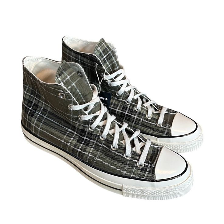 A Classic Canvas Hi Top Chuck Taylor Sneaker Is Updated With Plaid Patterns That Are The Perfect Finishing Touch For Your Look. Lace-Up Ortholite Footbed Textile Upper/Manmade Sole Imported Item # 7573408 Casual Converse Sneakers For Fall, Camo Converse, Plaid Converse, Converse All Star Mens, Converse Chuck Taylor Ii, Converse Chuck Taylor 70, Cute Clothing Ideas, White Chuck Taylors, Chuck Taylor 70