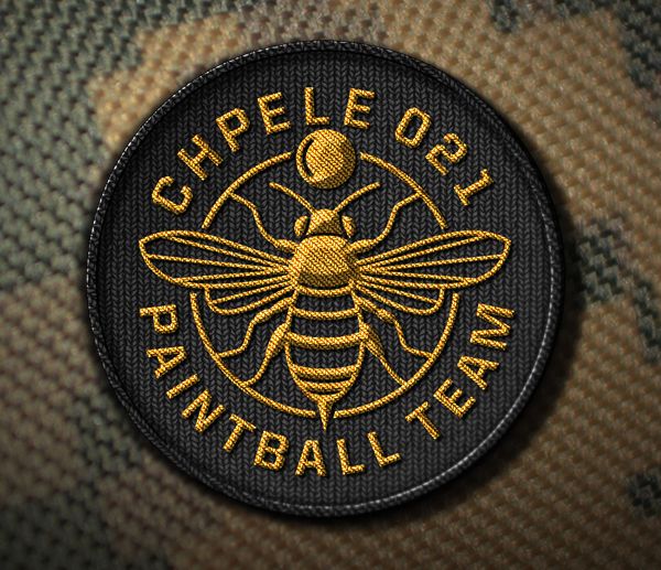 a patch with a bee on it