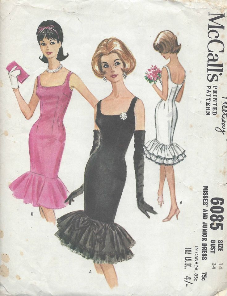 ✦ Circa:    1961 ✦ Details:  Two style variation WIGGLE DRESS ✦ Size/Measurements(Inches):     ~ Size:  14     ~ Bust: 34″     ~ Waist:  26″    ~ Hip:  36″ ~ Please Note: ~ You are buying a 'Professional Reproduced' copy of this sewing pattern. Copied from the original sewing pattern. Produced in Full Scale Pattern Pieces ready to cut with full instructions included. Reproduced on high quality 50 gm paper with black ink, durable and easier for reuse. Printed by a Professional Printing Company.   ~ With this product comes an accompanying 'Booklet' and inside the Booklet it includes: ~ A 2-page Instructions and Illustrations on 'How to Adjust Your pattern to your Personal Measurement.' ~ Personal Measurement Chart ~ Body Form Illustrations ~ Fitting Checklist ~ Metric Equivalency Chart ~ Not Cocktail Dress Patterns, Mccalls Patterns Dress, 1960s Wedding, Bardot Style, Vintage Dress Patterns, Mccalls Sewing Patterns, Cocktail Evening Dresses, Couture Vintage, Old Fashion