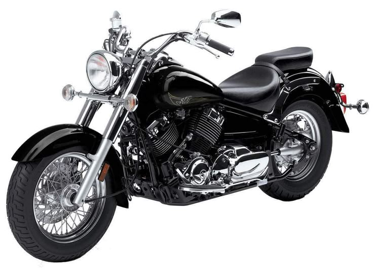 a black motorcycle is shown on a white background