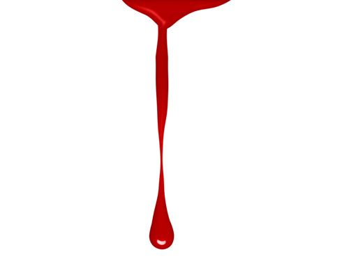 a spoon with red liquid dripping down it's side and the word love is in the middle