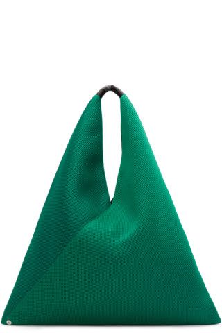 a green triangle bag on a white background