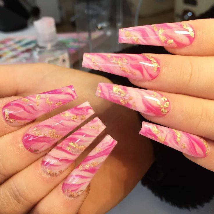 Hot Pink Marble Nails With Gold Flakes, Pink And Yellow Marble Nails, Magenta Marble Nails, Dark Pink Marble Nails, Pink And Red Marble Nails, Pink Marble Nails With Gold Flakes, Pink And Gold Marble Nails, Yellow Marble Nails, Hot Pink Marble Nails