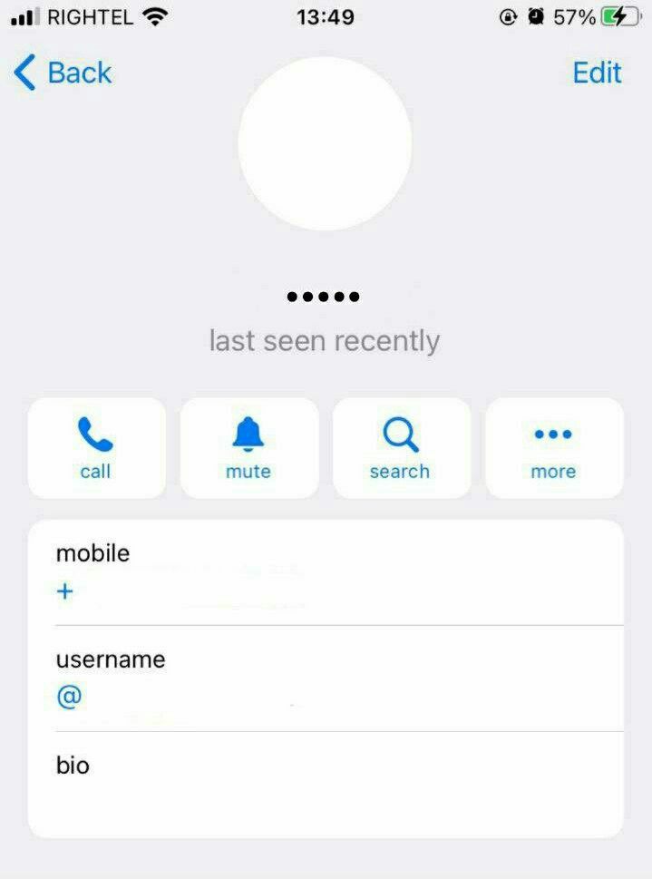 an iphone screen with the text'last seen recently mobile username'on it