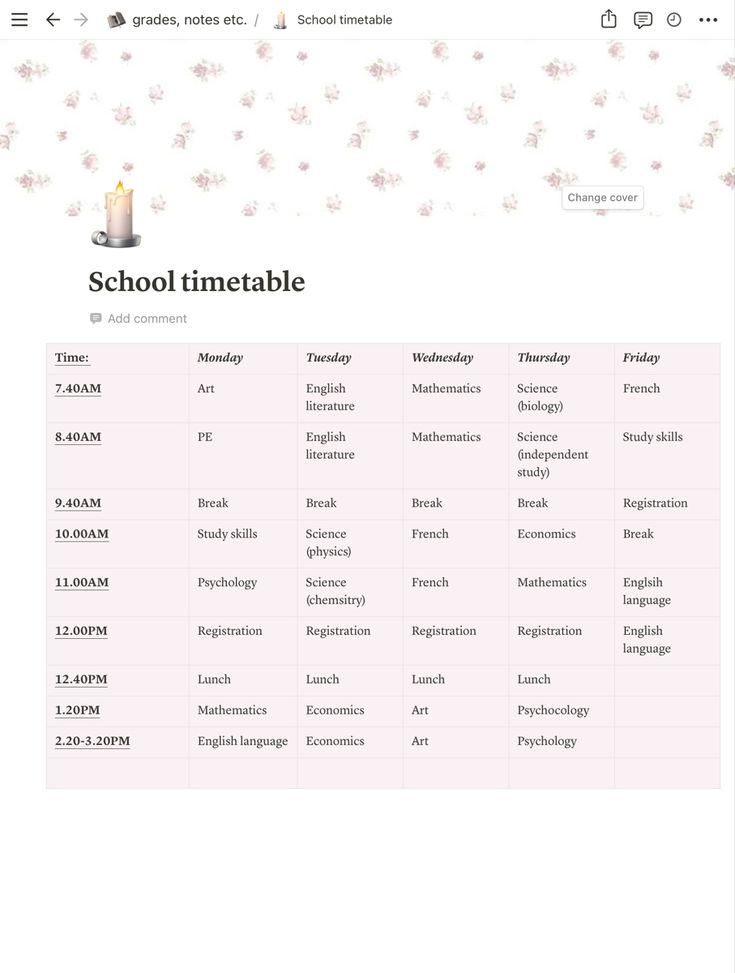 Notion School Notion Page, Notion Schedule, Schedule Notion Template, Coquette Studying, School Schedule Templates, School Notion, Notion Study, Aesthetic Schedule, Organisation Planner