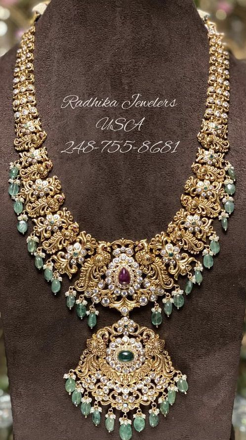 Jewellery Haram Designs, Gold Nakshi Haram Designs, Nakshi Jewellery Long Haram, Long Gold Necklace Indian Bridal Jewellery Designs, Choker And Long Haram Set Gold, Gold Necklace Indian Bridal Jewelry Long, Nakshi Long Haram Designs, Gold Haaram Designs Indian, Jellewery Design