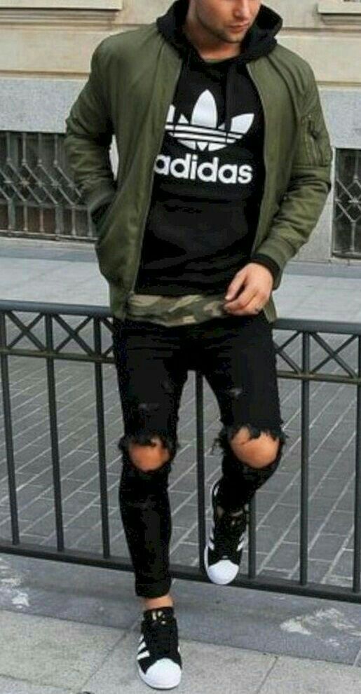 Addidas Shirts, Black Outfit Men, Superenge Jeans, Nice Jeans, Black Men Fashion Swag, Mens Casual Outfits Summer, Swag Outfits Men, Stylish Men Casual, Jeans Outfit Casual