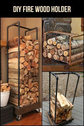 diy fire wood holder with wheels and logs