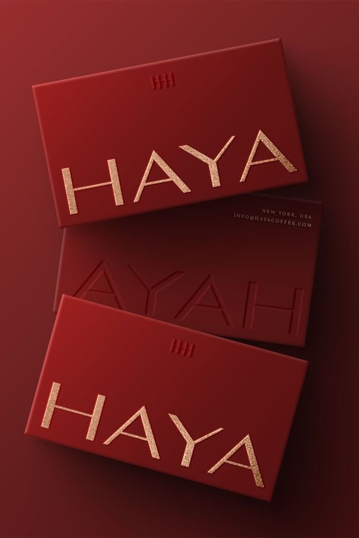 two red boxes with the words haya on them