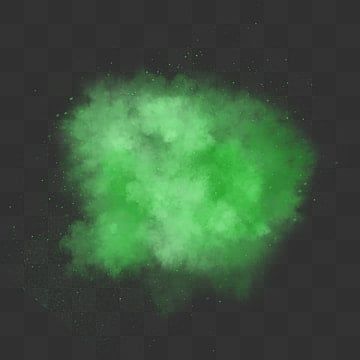 green dust is flying in the air on a dark background, with space for text