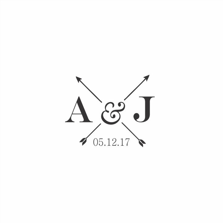 the initials and arrows are shown in black on a white background