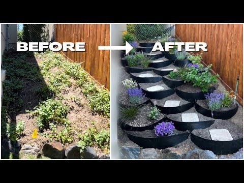 before and after pictures of a garden