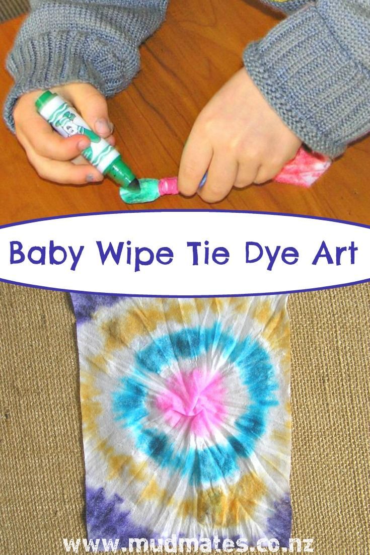 a baby wipe tie dye art project for kids