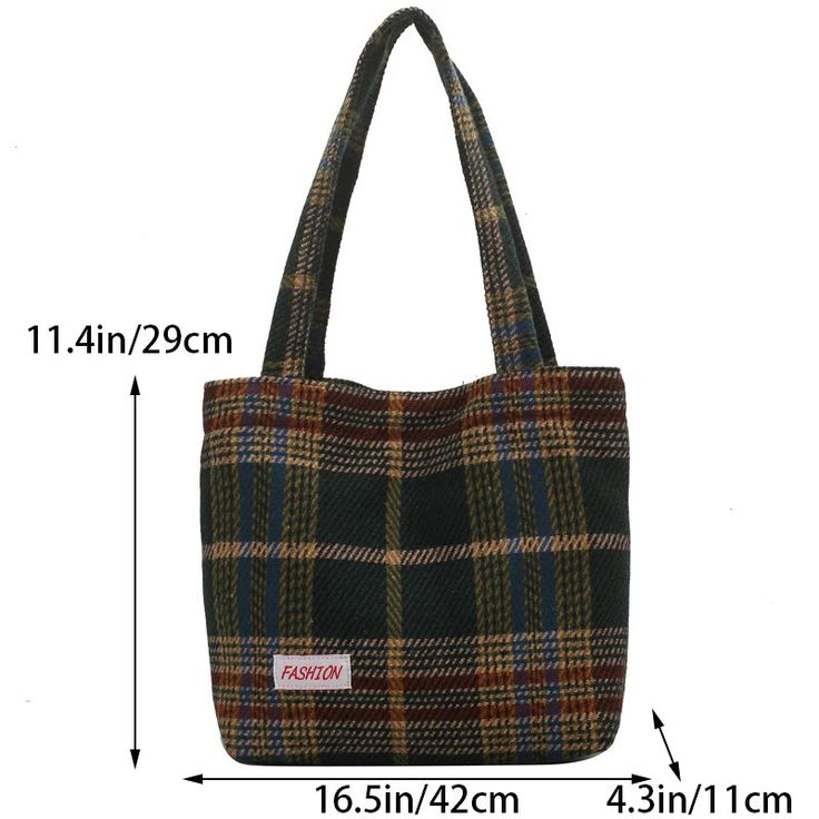 Tote Women's Bag Shoulder Wool Shopper Bags For Women Large Capacity Autumn Winter New Soft Plaid Ladies Travel Designer Handbag SPECIFICATIONS Lining Material: POLYESTER Main Material: Felt Closure Type: No Zipper Occasion: Versatile Pattern Type: Plaid Interior: Interior Zipper Pocket Exterior: none Hardness: SOFT Product DescriptionItem Material:woolenLining Material: PolyesterSize :42cm*11cm*29cm/16.5in*4.3in*11.4inNote:Due to different displays and lighting effects, the actual color of the Shopper Bags, Loafer Slippers, Designer Handbag, Mary Jane Heels, Casual Tote, Shopper Bag, Womens Tote, Bag Shoulder, Womens Tote Bags