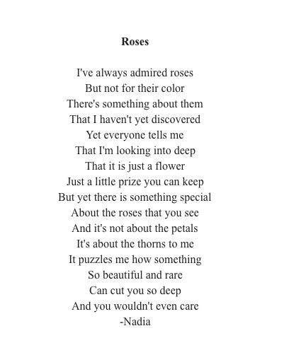 the poem roses is written in black and white