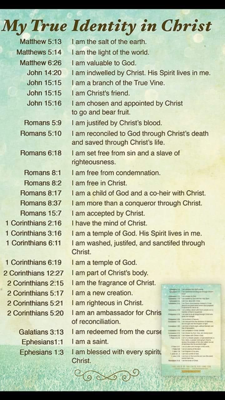 a poster with the words my true identity in christ