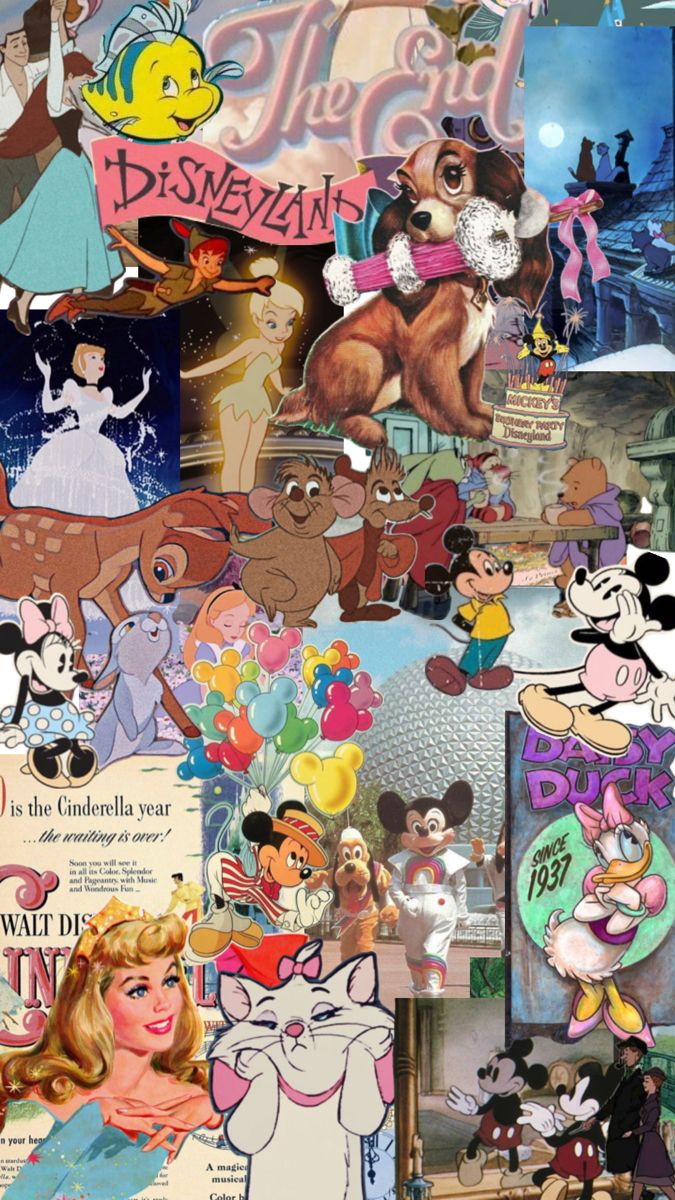 the collage shows many different disney characters and their names on them, as well as pictures