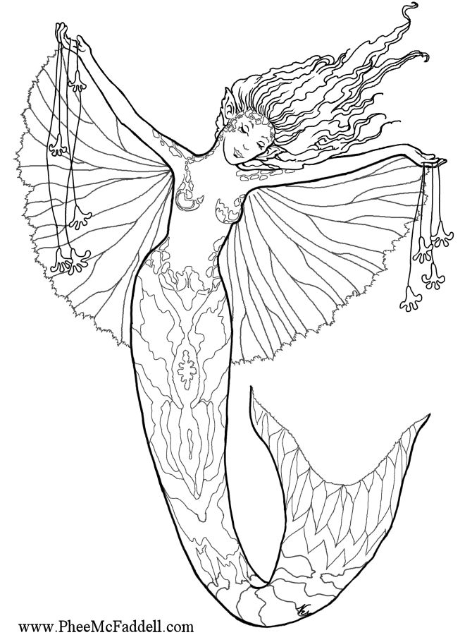 a drawing of a mermaid with her arms outstretched and legs spread out in the air