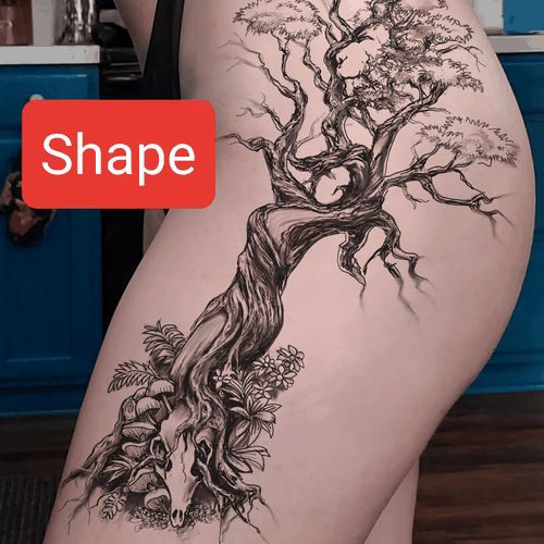 Tree Arm Tattoo Woman, Tree Leg Tattoo For Women, Tree Arm Sleeve Tattoo, Large Hip Tattoo, Woman Tree Tattoo, Tree Thigh Tattoo, Tree Leg Tattoo, Tree Sleeve Tattoo, Tree Tattoo Back