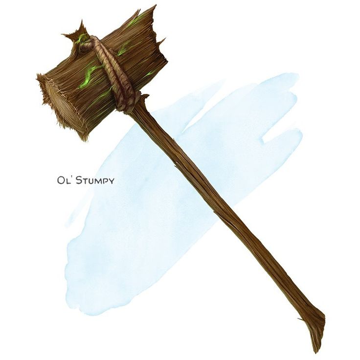 an illustration of a broom with the words ol stumpy on it