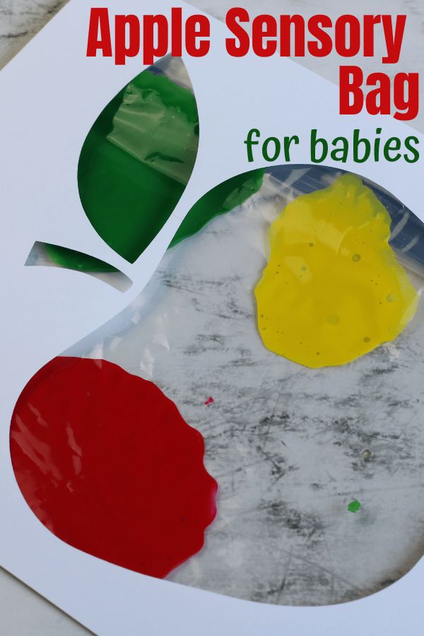 an apple is shown with the words apple sensory bag for babies to use on it