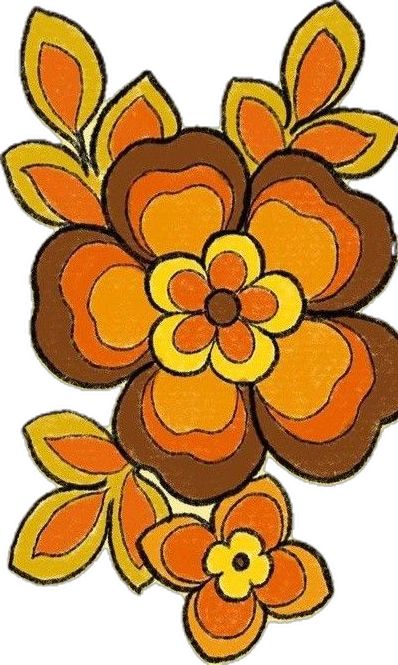 an orange and yellow flower is shown in this drawing, it appears to be made with colored pencils