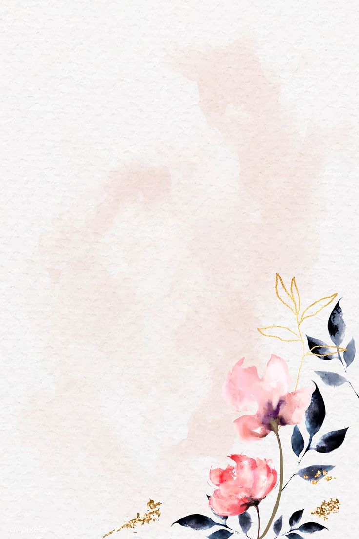 watercolor painting with pink flowers and black leaves on the bottom right corner is an empty space for text