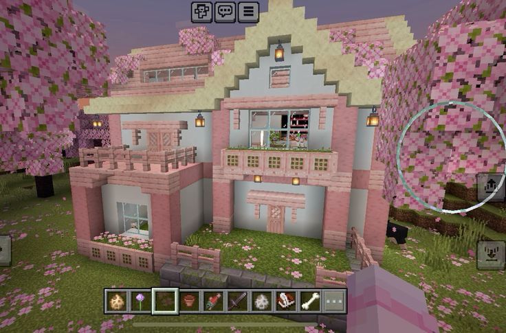 Cute Pink Minecraft House Vanilla, Girly Minecraft Houses, Minecraft Pink House, Cute Pink Minecraft House, Minecraft Build House, Pink Minecraft House, Cute Minecraft Builds, Casa Minecraft, Case Minecraft