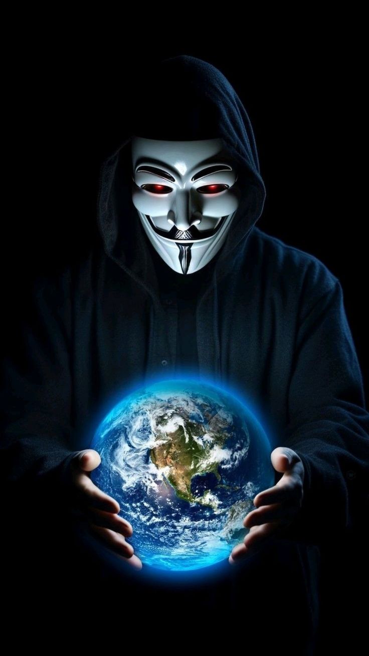 a person wearing a mask holding the earth in their hands