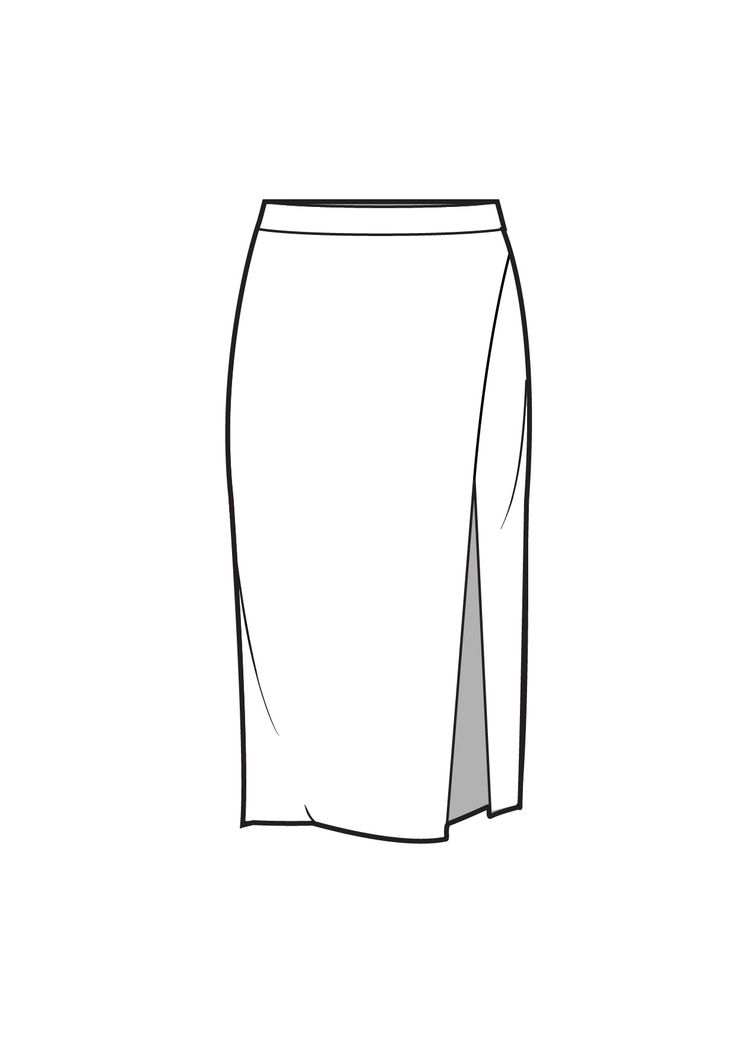 a pencil drawing of a skirt with the bottom slit down and side zippers at the waist