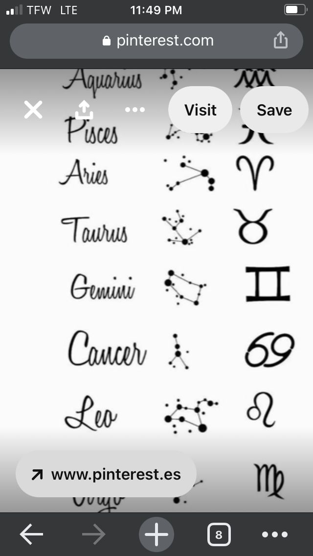 an iphone screen with zodiac symbols on it