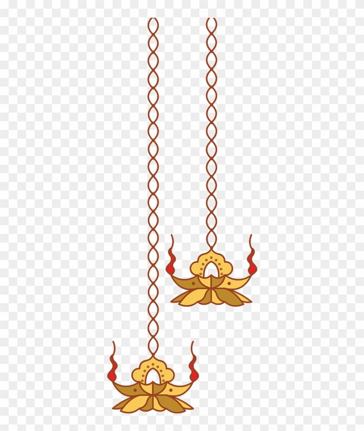 two gold chains with flowers hanging from them, on a transparent background png clipart