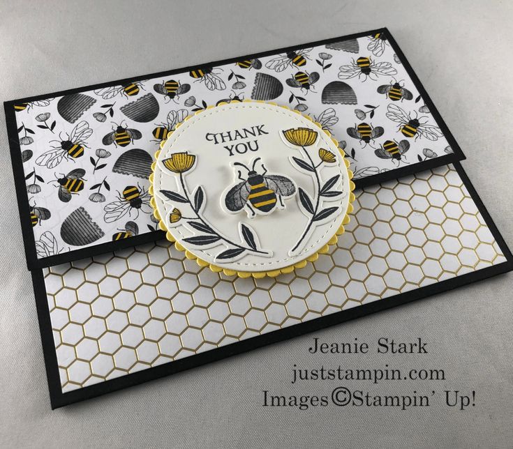 a thank you card made with stampin's honeybees and beehive