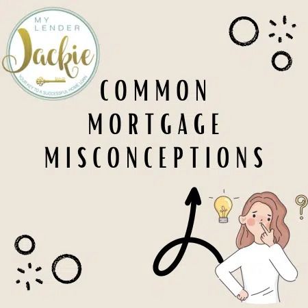 the words common mortgage misconeptions appear to be in front of an image of a woman