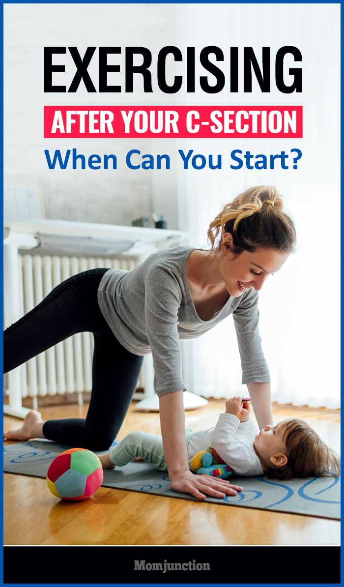 a woman and child doing exercises on a yoga mat with the words exercising after your c - section when can you start?