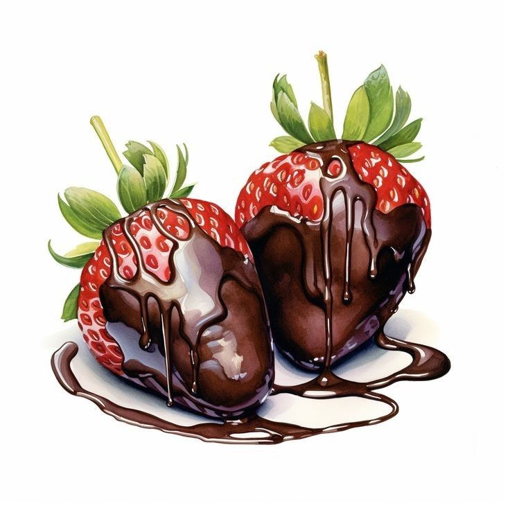 two chocolate covered strawberries on a white background