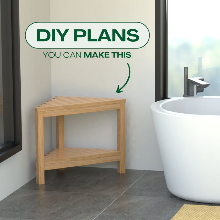 a bathroom with a bathtub and sign that says diy plans you can make this