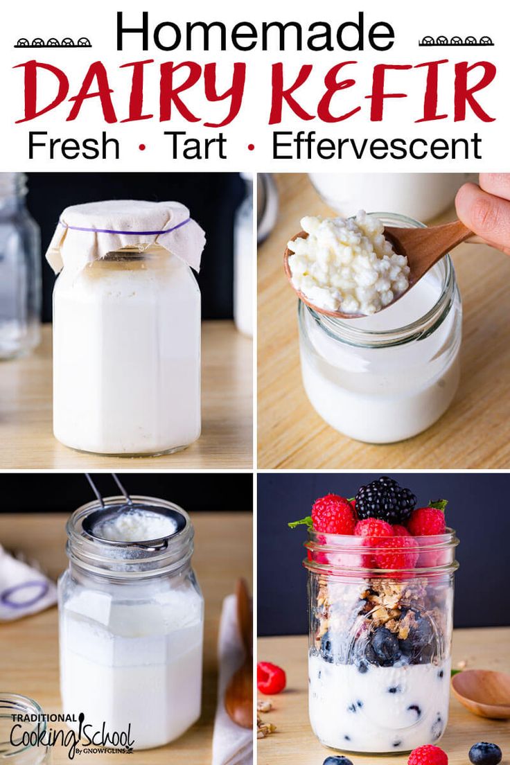 homemade dairy refir fresh, tart and fervescents in mason jars