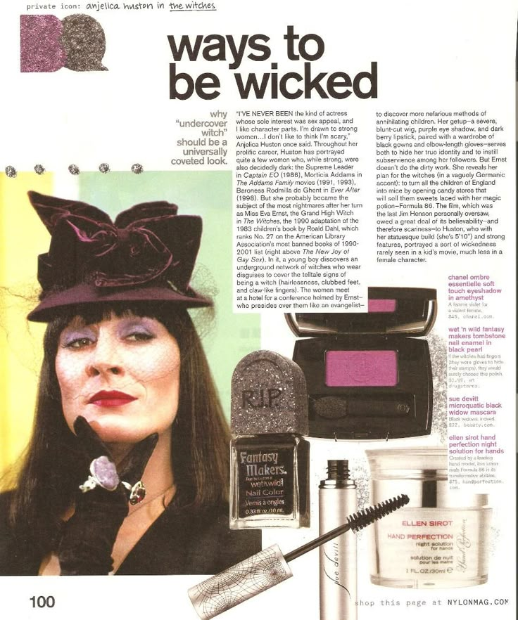 an advertisement for cosmetics with a woman's face and hat on the front page