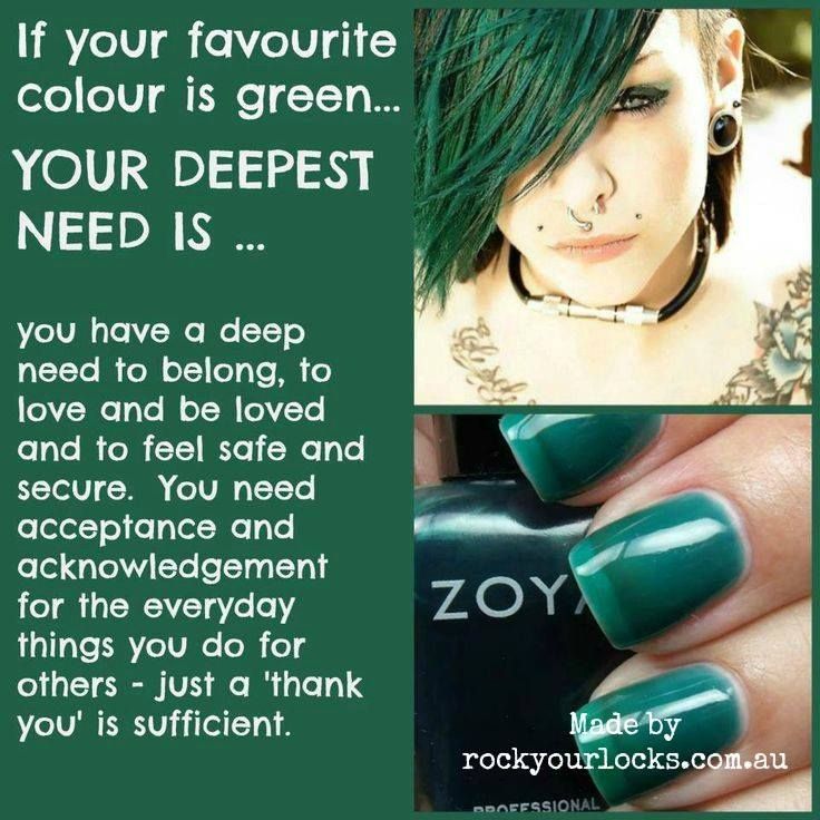 a woman with green hair and piercings on her nails is holding a bottle of zoya