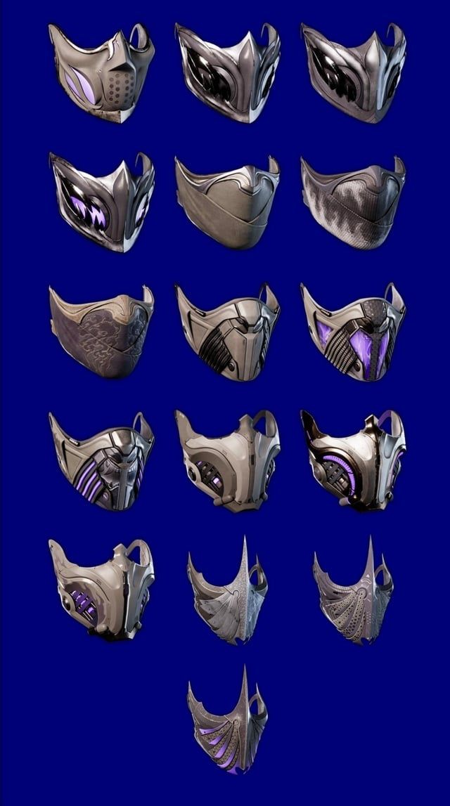 a bunch of different types of helmets on a blue background