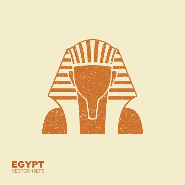 an egyptian icon with the head of an ancient pharaoh, in grungy style