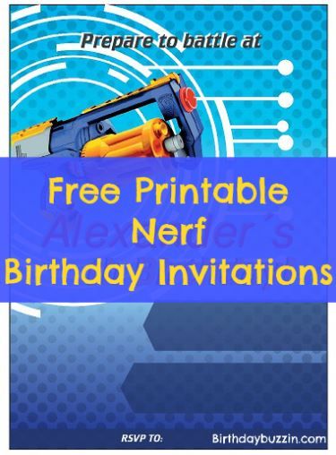 Kids Nerf Birthday Party, Boys Nerf Birthday Party, Nerf Birthday Games For Boys, Nerf Party Invitations, Nerf Birthday Invitations, Nerf Party Shirts, Birthday Invitations Templates, Jungle Birthday Invitations, Blue Dart