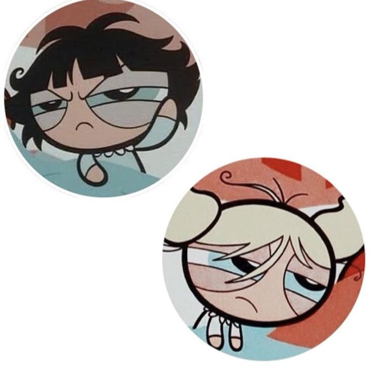 two cartoon faces with different expressions on them