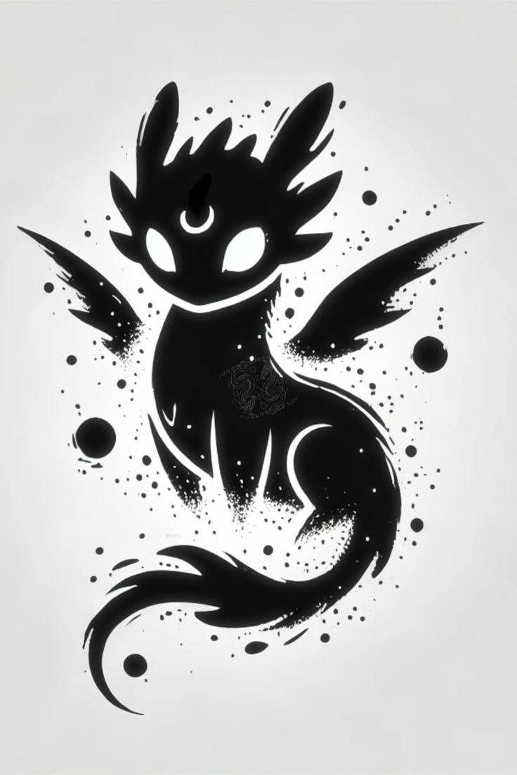 a black and white ink drawing of a dragon with bubbles on it's back