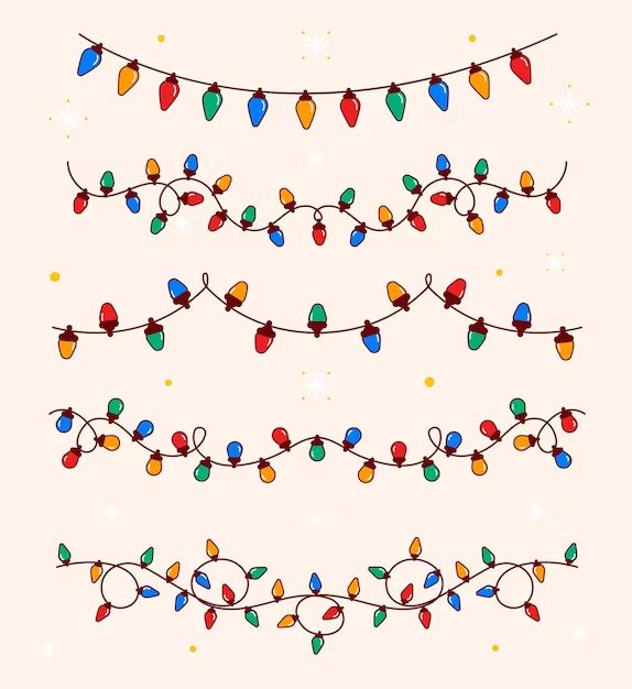 a set of christmas lights and garlands